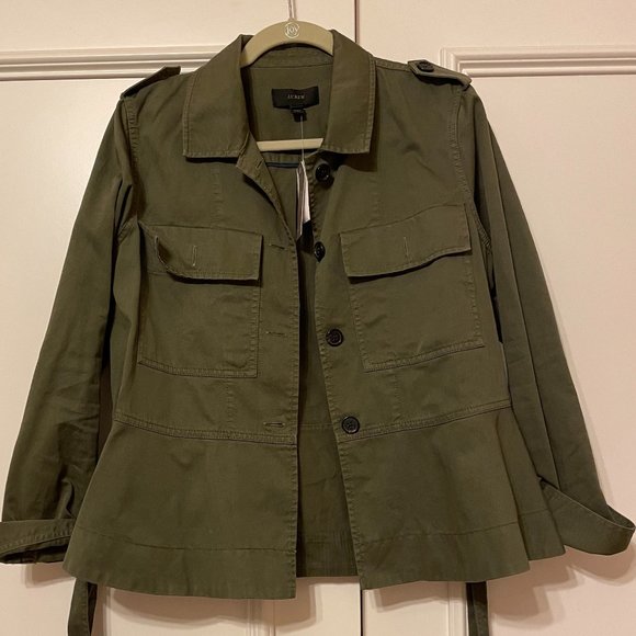 NWOT J.Crew Olive Cropped Fatigue Jacket - Picture 5 of 11